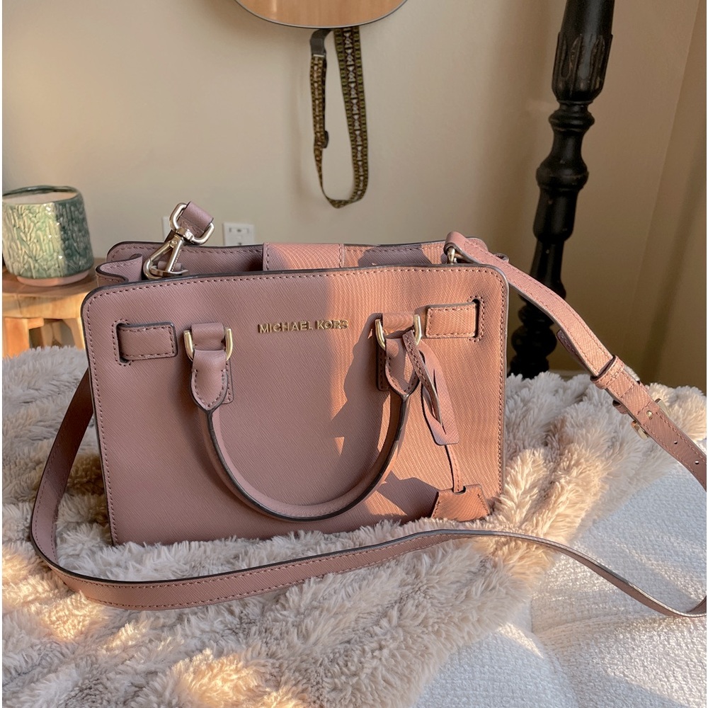 Michael Kors Saffiano Small Satchel Dusty Rose Bag